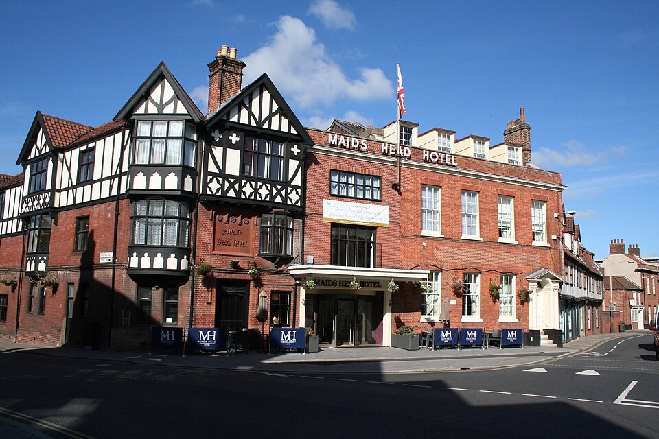 The Maids Head Hotel exterior on Tombland, Norwich